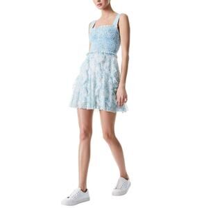 Alice + Olivia Smocked Antique Butterfly Off White Jocelyn Mini Dress Size 4